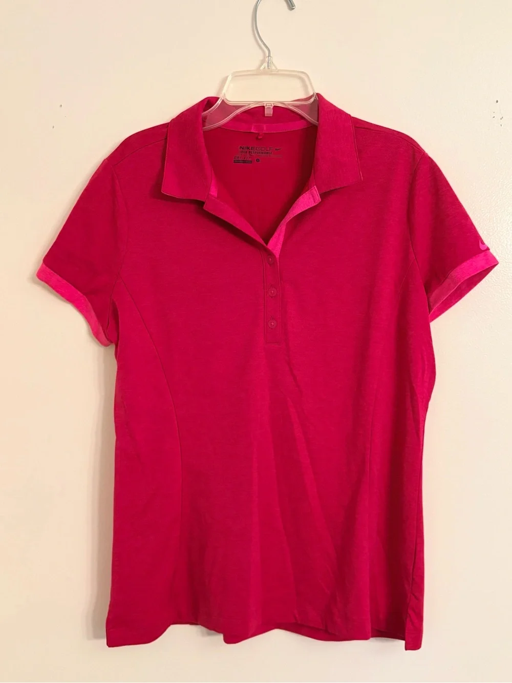 Nike Golf Tour Performance Polo Shirt Hot Pink Dri-Fit Short Sleeve - Women L